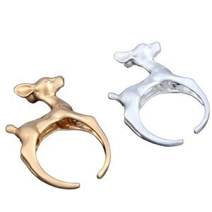 Matte Gold or Silver Bambi Deer Ring Sz 5